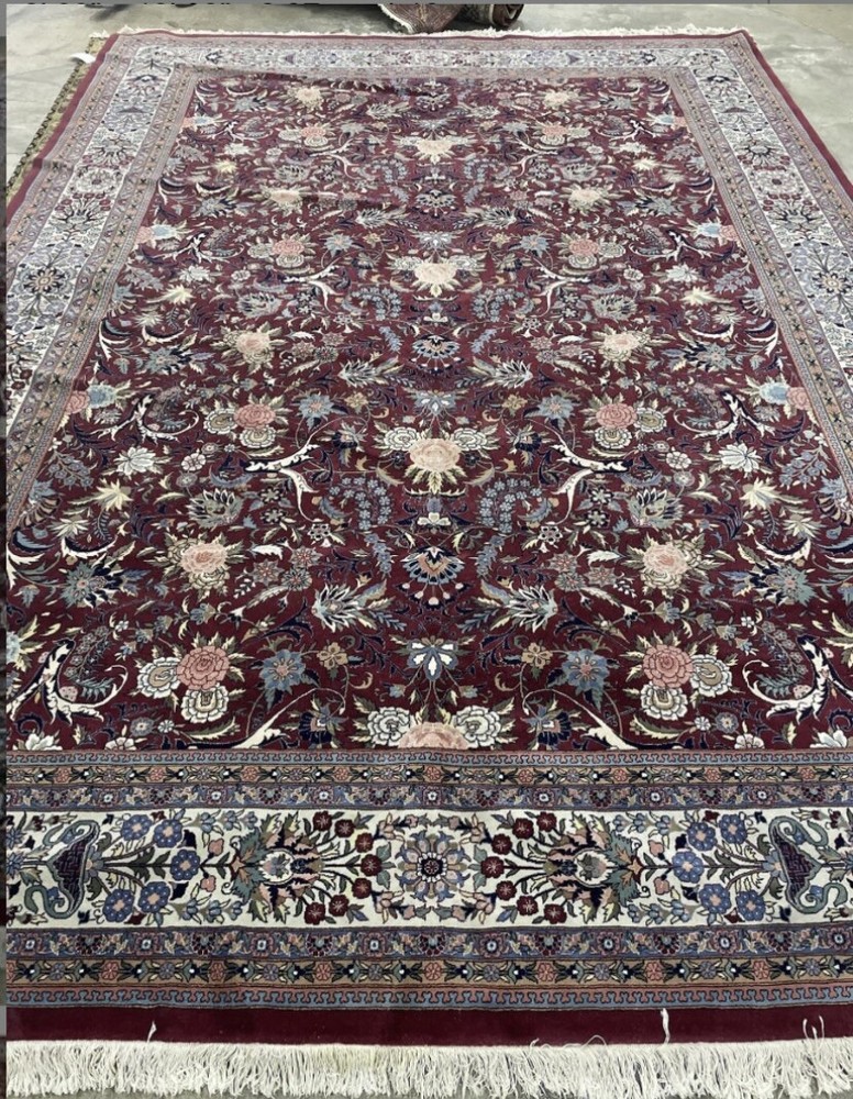 Chinese Wool & Silk Red Keshan Area Rug New Rare Beauty Elegance 9.9 X 13.9 FT