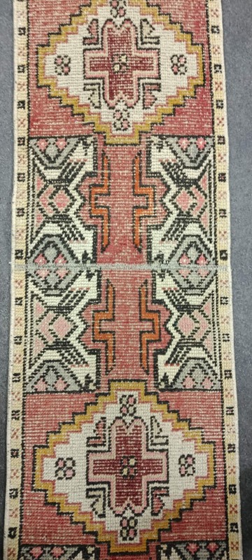 Red Turkish Vintage Runner, 1.5x5.6ft, Antique Handmade Runner, Unique Runner gallery