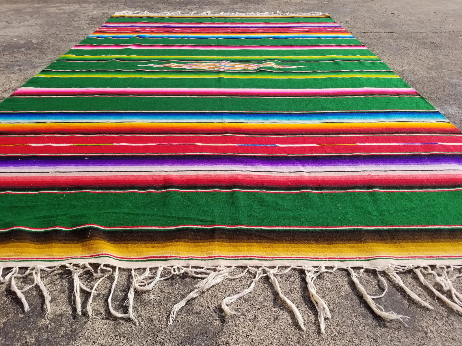 Vintage Handmade Mexican Saltillo Serape Wool Multicolor Kilim 7.6x4.9 ft gallery