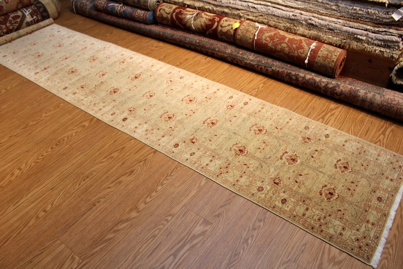 14 ft. Long Hall Runner Handmade Vegetable Dyed Muted Color Beige Background gallery