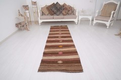 Vintage Turkish Kilim Runner Rug 3×9 Handmade Antique Farmhouse Carpet 174