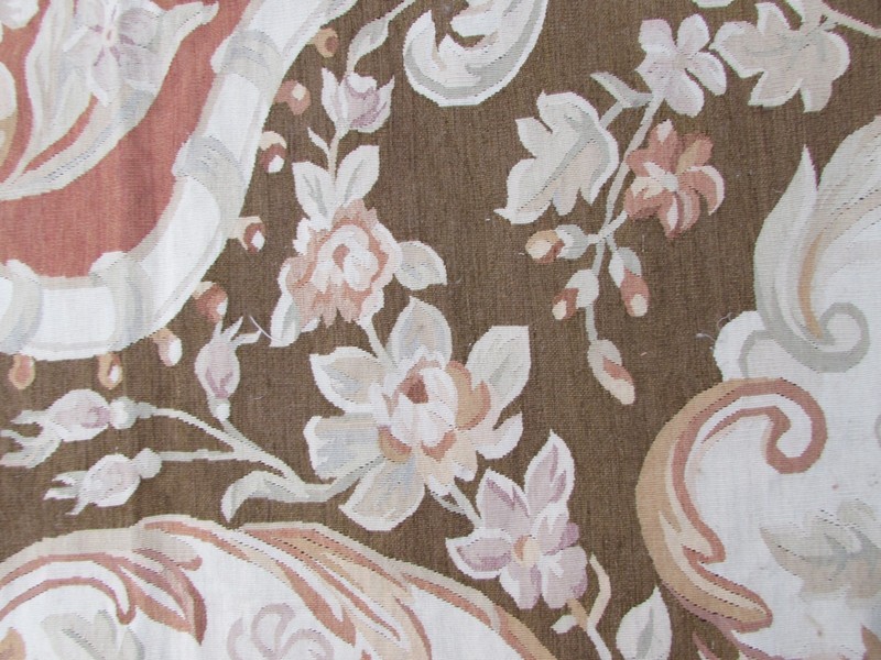 Old Hand Made French Design Wool Brown Original Aubusson 313X242cm 10x8 gallery