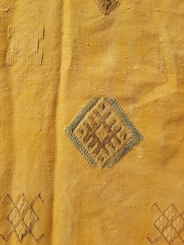 Vintage Traditional Handmade Moroccan Cactus Wool Yellow Kilim 7.7x4ft gallery