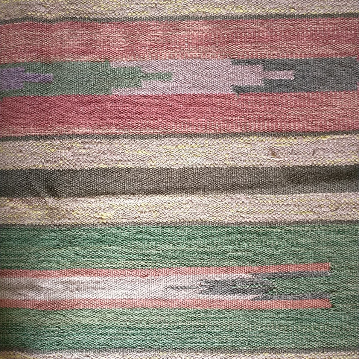 Vtg Hand Knotted Flat Weave Kilim Kilm Wool Area Rug Fringes Striped Geometric gallery