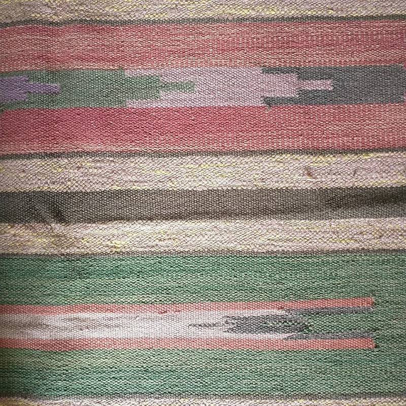 Vtg Hand Knotted Flat Weave Kilim Kilm Wool Area Rug Fringes Striped Geometric gallery