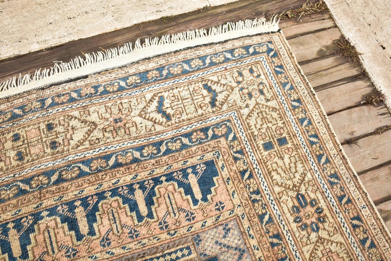 Turkish Rug 5x10 Vintage Soft Color Low Pile Medallion Design Wool Rug 170x335cm gallery