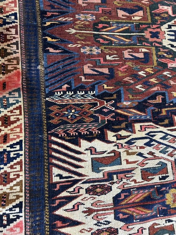 SUNBURST KAZAK ANTIQUE HANDKNOTTED WOOL RUG C.1900 5’8 X 4’7 ABSOLUTE STUNNER gallery