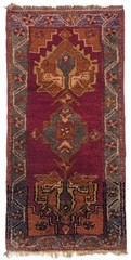 70s Old Anatolian Hand-Knotted Sivas Rug 20×41″ Antique Tribal Mini Village Rug