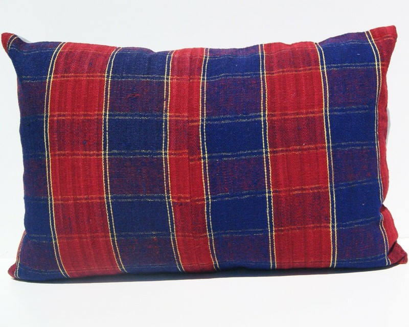 Handcrafted 24"x16" Turkish Pillow Cover Vintage Rug-Inspired Striped Design gallery