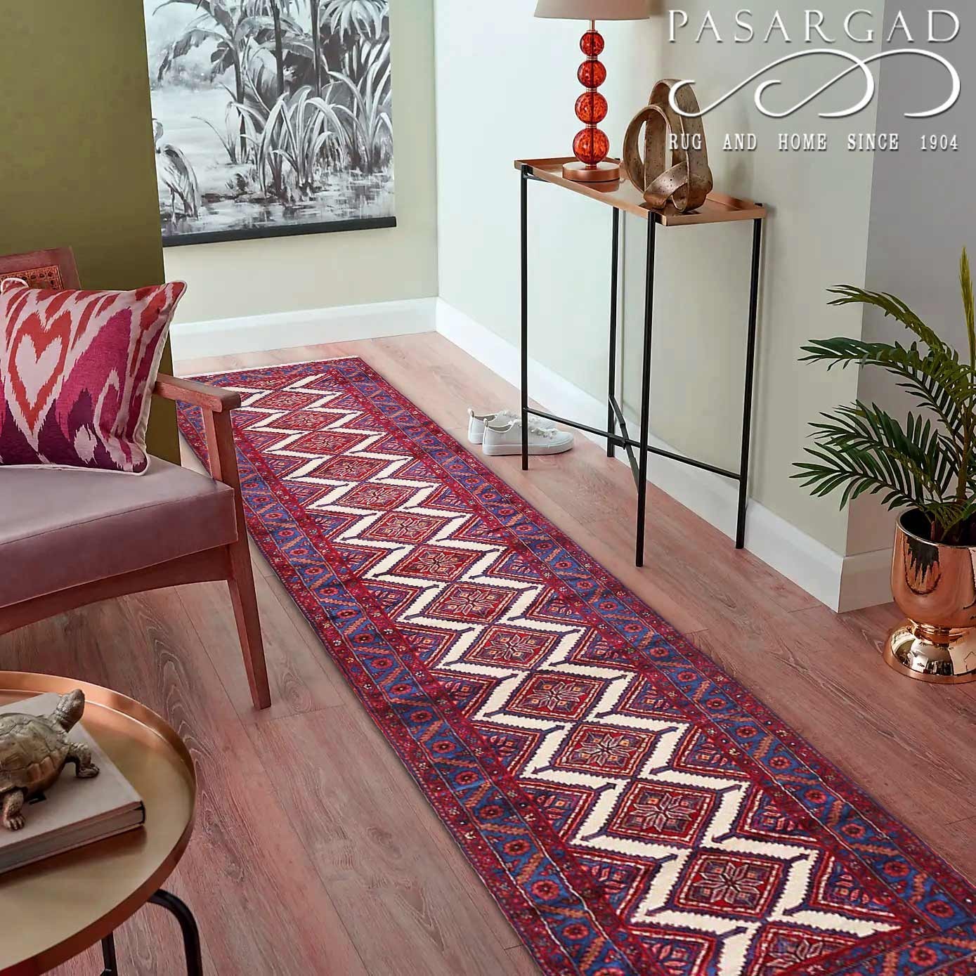 Blue Color Vintage Hand knotted runner Rug 3' X 15' gallery