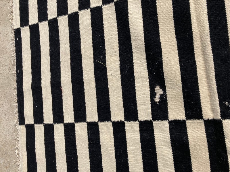 Vintage Traditional Handmade IKEA Piano Key Illusion Strip Kilim Rug 357x254 cm gallery