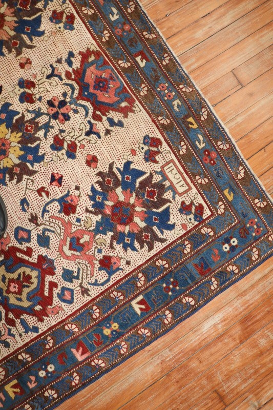 Antique Gorgeous Caucasian Shirvan Kazak Kuba Dated Rug Size 4'3''x5'3'' gallery