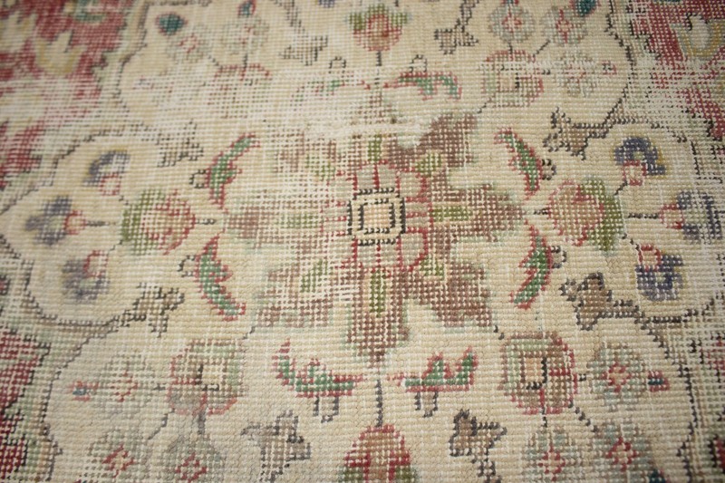 Hand-Knotted Distressed Purple-Navy Floral Rug Antique Oriental Carpet 10X13 ft gallery