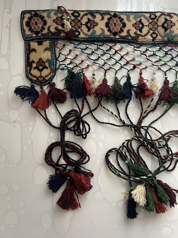 Vintage Beautiful Hand Knotted Afghani Tribal Door Hanging Wool Jalar 99x24cm gallery