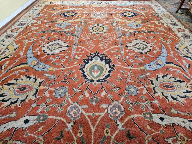 9 x 12 VINTAGE DESIGN INDO USHAK HERIZ SERAPI KAZAK TURKISH CAUCASIAN ANTIQUE gallery