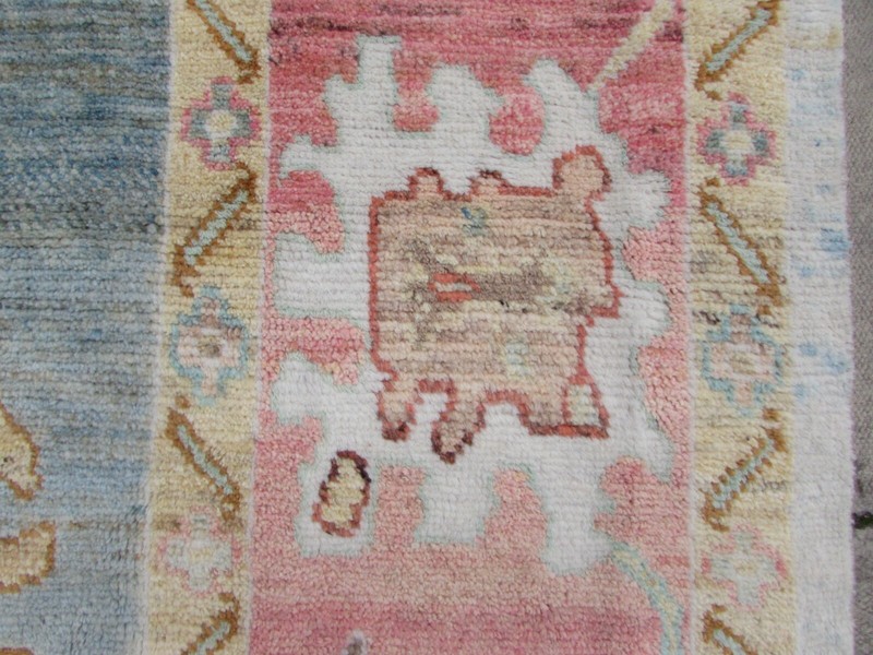 Vintage Traditional Hand Made Turkish Oushak Oriental Wool Blue Carpet 468x330cm gallery