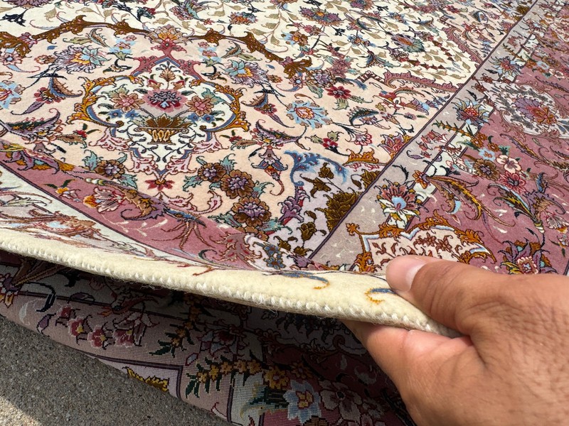 FINE ORIENTAL RUG WOOL SILK 8x12 VINTAGE HANDMADE HAND-KNOTTED COLORFUL 9x12 ft gallery