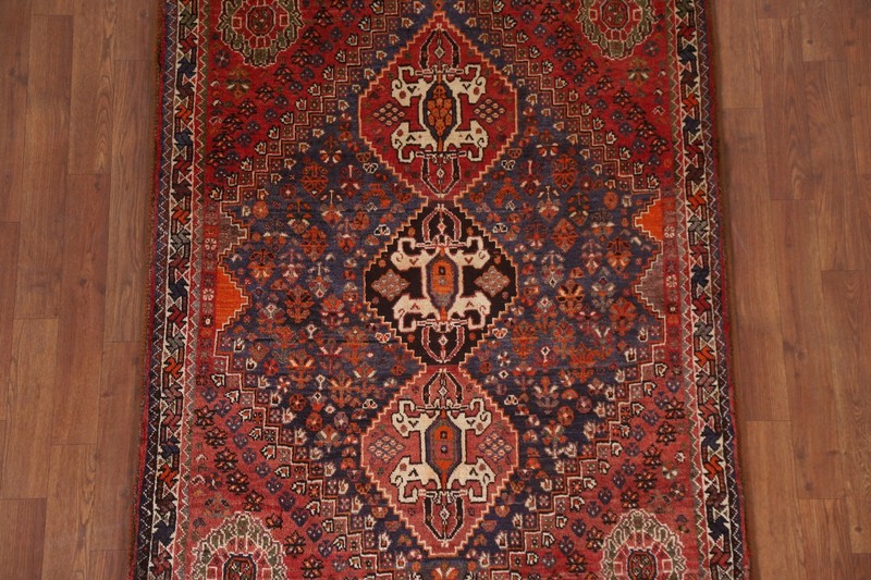 Vegetable Dye Wool Accent Rug 4x5 Nomadic Hand-knotted Home Decor Tribal Carpet gallery