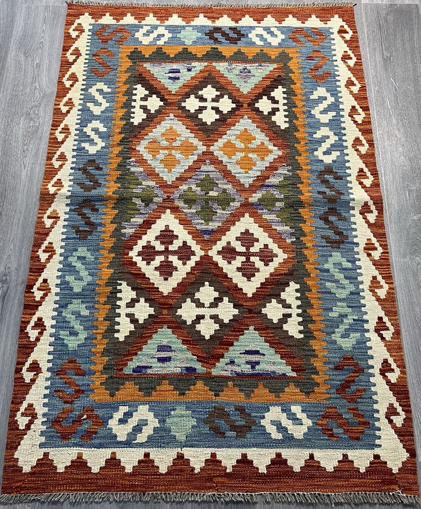 Vintage Kilim Traditional Hand Made Oriental Wool Kilim 5ftx3.2ft 155cmx102cm