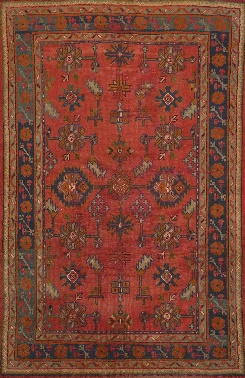 Pre-1900 Antique Oushak Vegetable Dye Area Rug 6x8 ft Hand-knotted Wool Carpet gallery