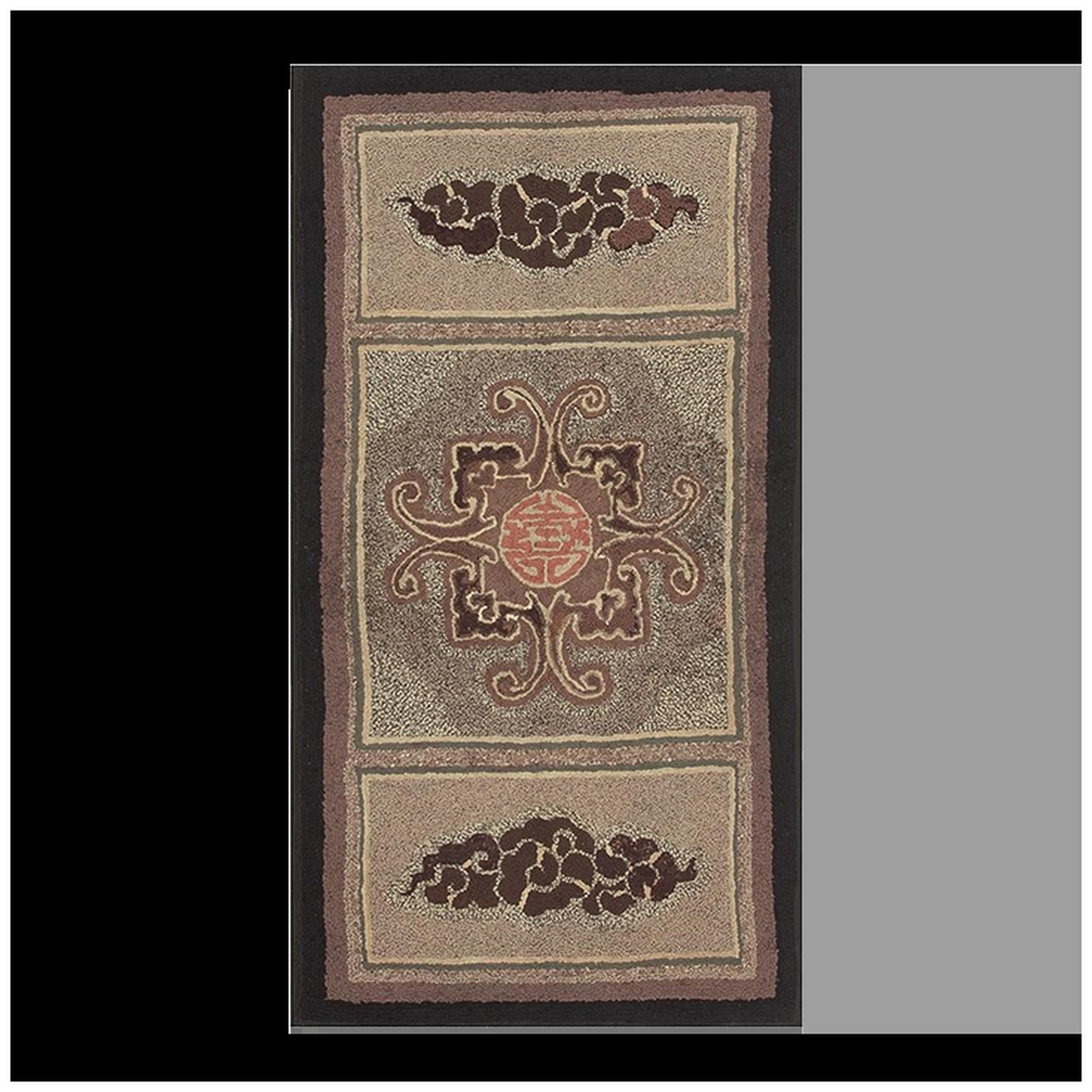 3x6 Antique American Hooked Gray Wool Area Rug 1880 gallery