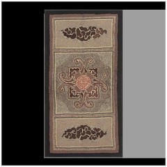 3×6 Antique American Hooked Gray Wool Area Rug 1880