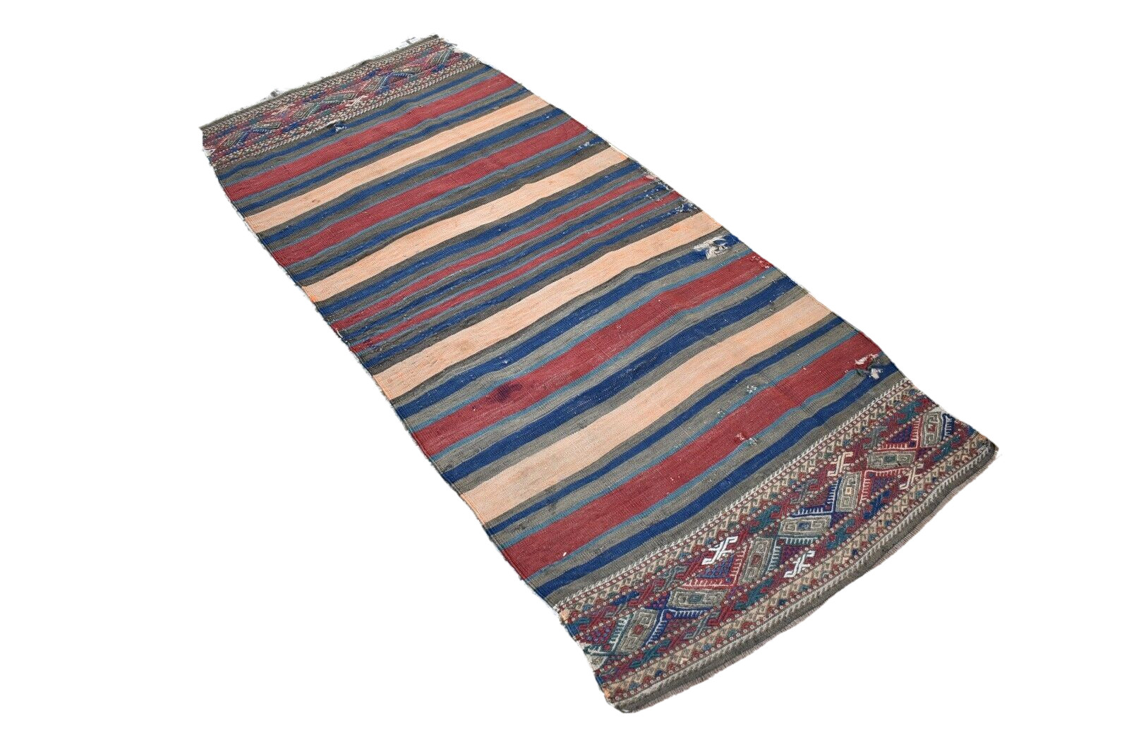 Antique Caucasian Rug 34'' x 80'' Collector's Item Verneh Cicim Rug Natural Dye gallery