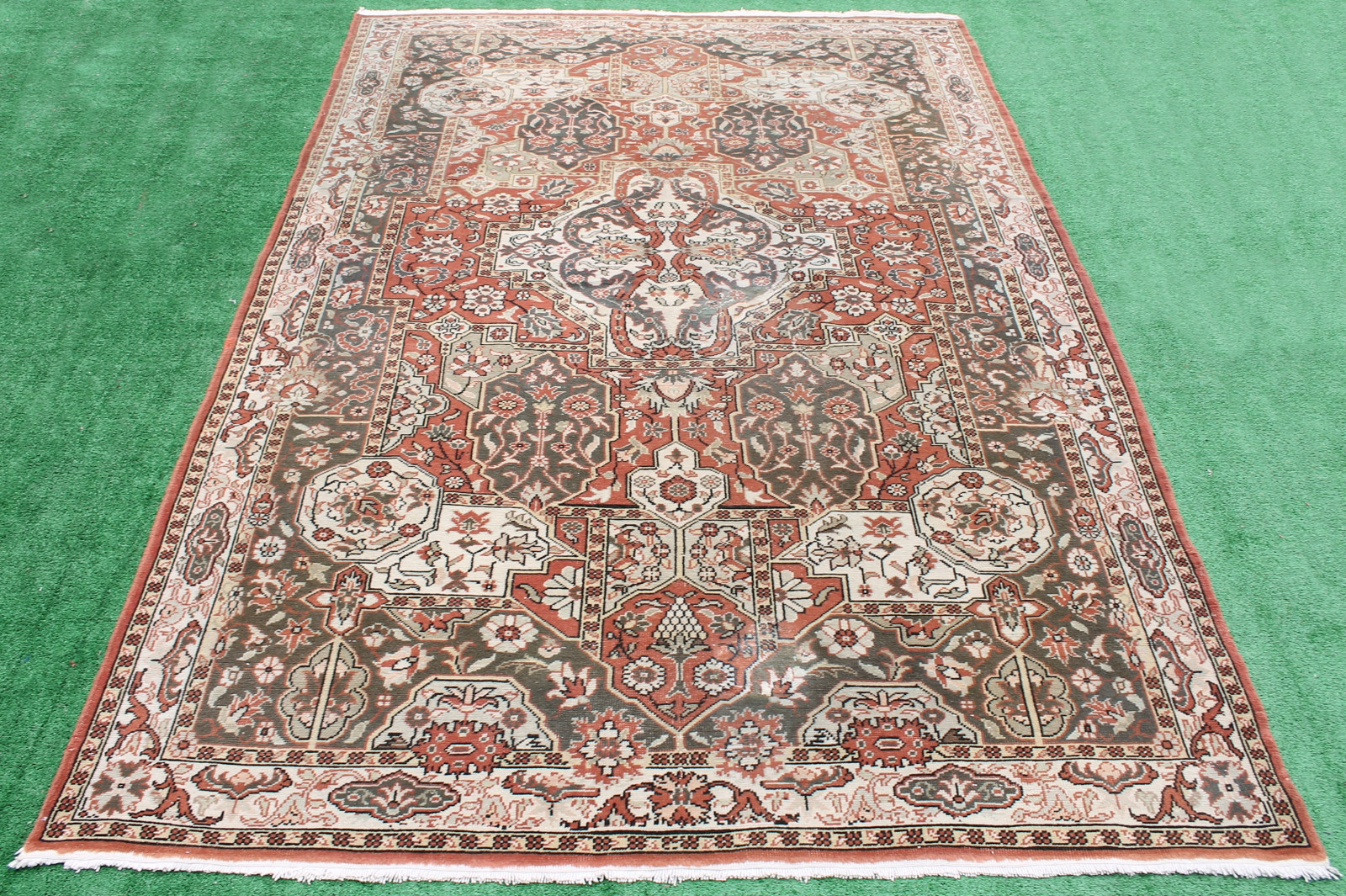 Turkish Rug 77''x114'' Vintage Light Muted Color Rug Oushak Carpet 196x292cm 6x9 gallery