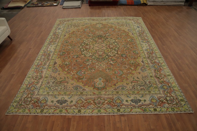 Rust Wool Living Room Area Rug 10x13 Vintage Handmade Traditional Medallion Rug gallery