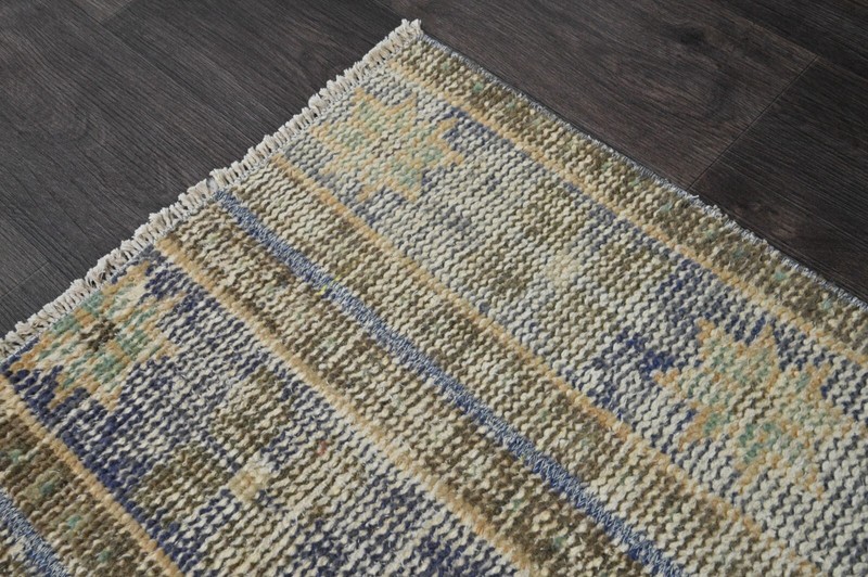 Vintage Turkish Runner Rug 2x5ft Wool Anatolian Handmade Hallway Oushak BROWN gallery