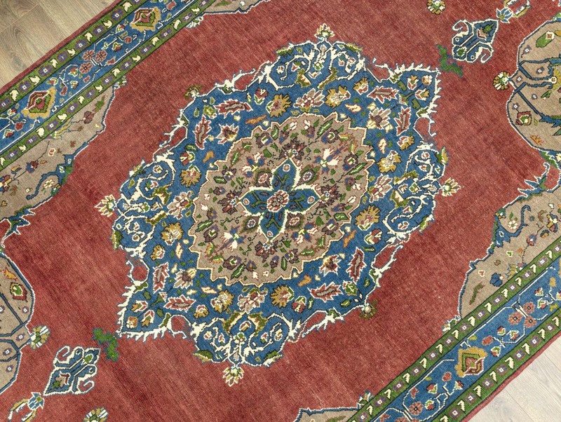 Unique 6.9x11.9 ft Handwoven Turkish Oushak Rug, Red Blue Green Vintage Area Rug gallery