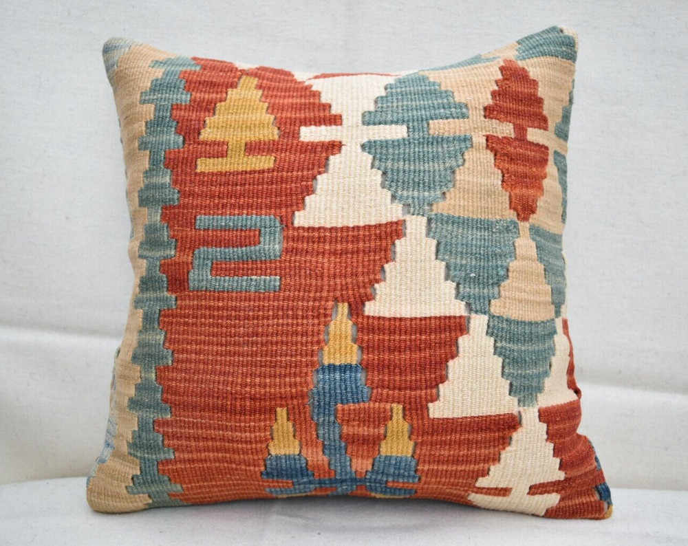 15''x15'' Decorative Handmade Turkish Kilim Pillow Cover Sofa Rug Cushion Cover