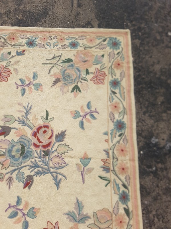 Vintage Hand Woven Traditional Kashmiri Floral Multicolor Kilim Rug 146x91 cm gallery
