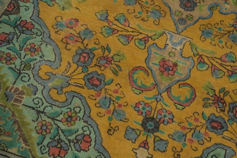 Traditional Wool Hand-knotted Room Size Rug Gold Over-Dyed Vintage Carpet 7x10 gallery