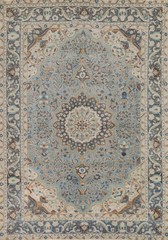 Handmade Light Blue Area Rug 7×10 Classic Overdyed Wool Room Size Vintage Carpet