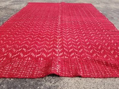 Vintage American Handmade Jacquard Loom Reversible Wool Red Blanket 6.6×4.5 ft