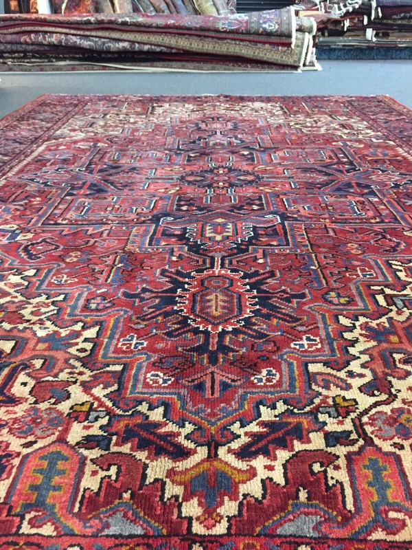Semi Antique Hand Knotted Vintage Serapi Herizz Area Rug Geometric 8x11ft,#2496 gallery