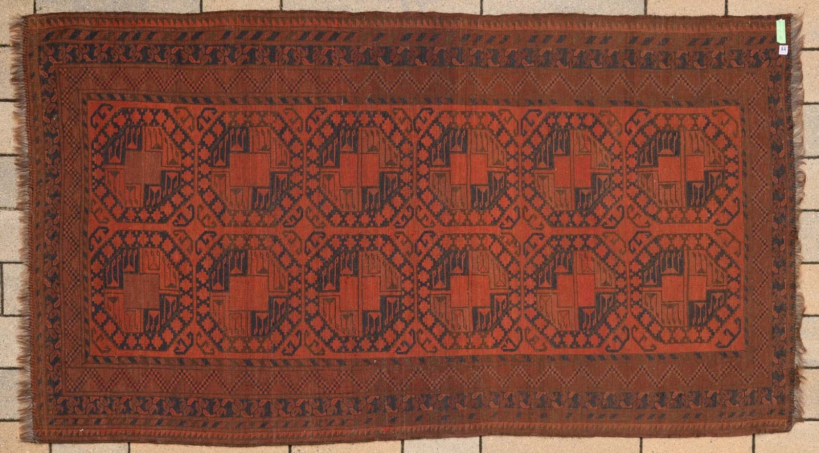 Antique Afghan Ersari Turkoman Hand-Knotted Wool Rug, Gul Design, 45 x 84 inches gallery