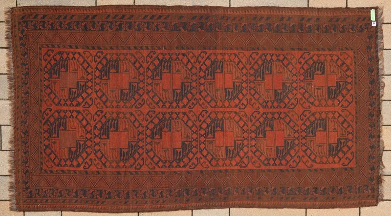 Antique Afghan Ersari Turkoman Hand-Knotted Wool Rug, Gul Design, 45 x 84 inches gallery