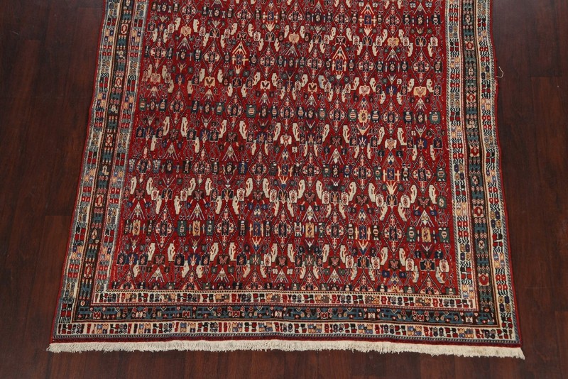 Vegetable Dye Tribal Area Rug 6x9 Ft Hand-Knotted Red Oriental Wool Carpet gallery