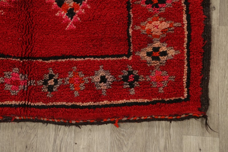 Vintage Authentic Moroccan Vegetable Dye Hand-knotted Oriental Area Rug 5x10 RED gallery