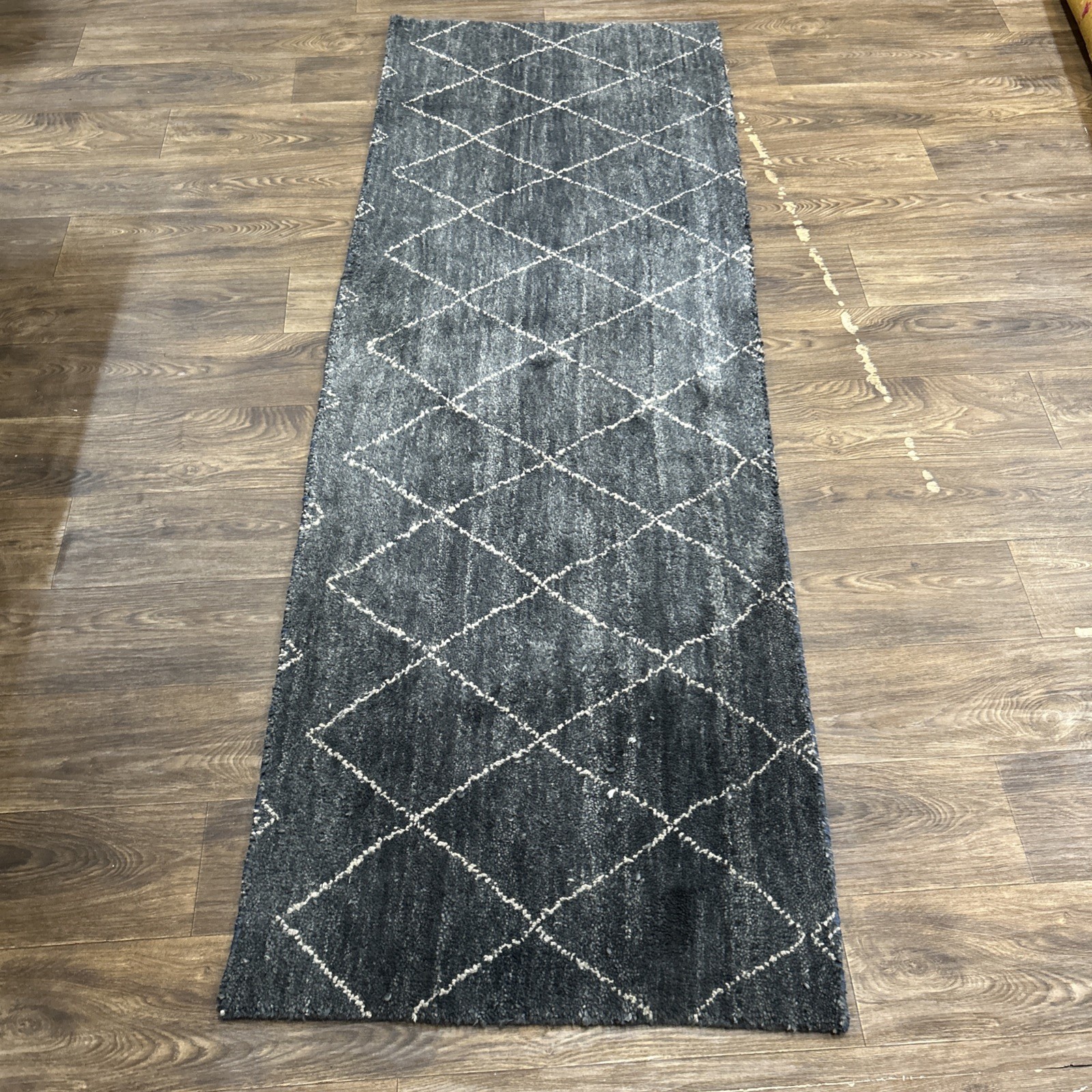2”10 x 8 ft Antique Moroccan Hand Knotted Natural Blue Runner Wool Rug Cleaned gallery