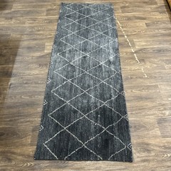 2”10 x 8 ft Antique Moroccan Hand Knotted Natural Blue Runner Wool Rug Cleaned