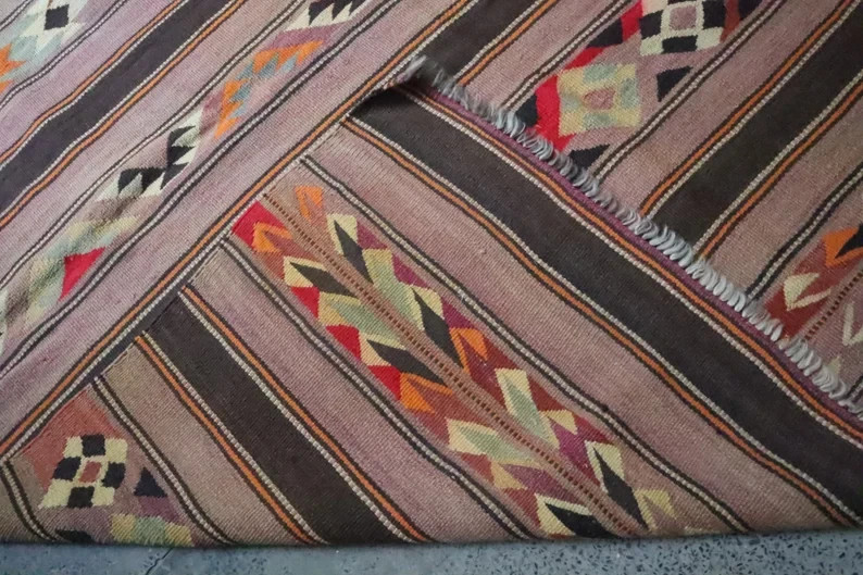 COLLECTORS' ITEM Antique Maldari Aimaki Tribal Flat Weave Natural VegetableKilim gallery