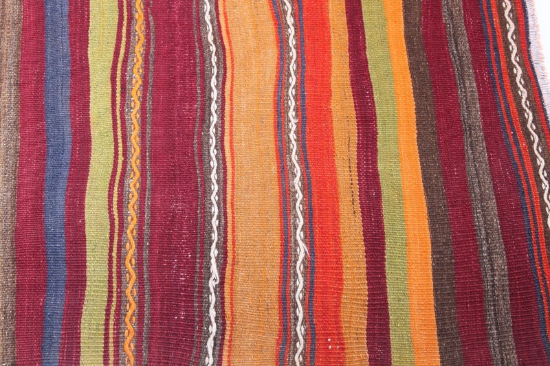 Vintage Tribal Handmade Kilim – One of a Kind Nomadic Striped design Area kilim gallery