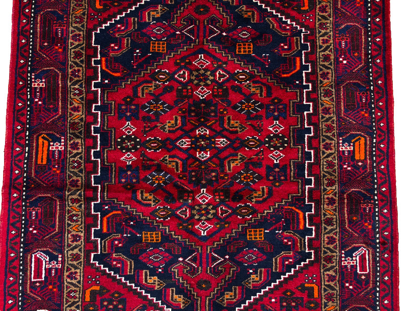 Vintage Zanjan Tribal Geometric Hand Knotted Wool Area Rug 5x7 Oriental Blue Red gallery