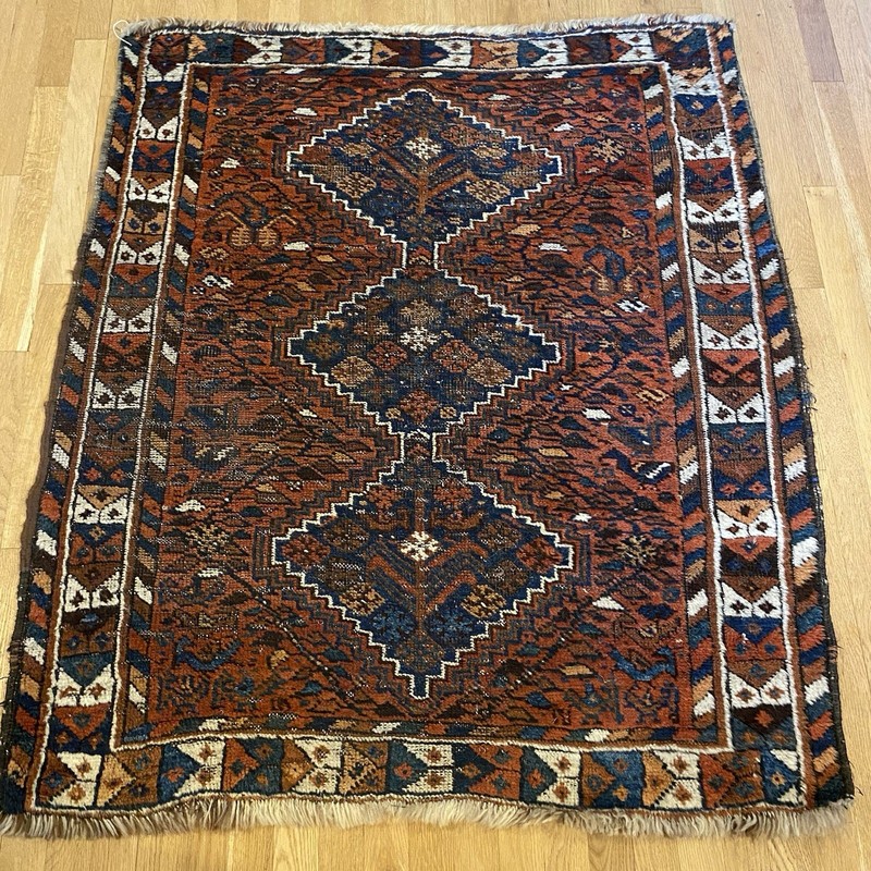 Vintage Rug 3' 10 x 4' 6 Brown Hand Knotted Tribal Wool Oriental Rug gallery