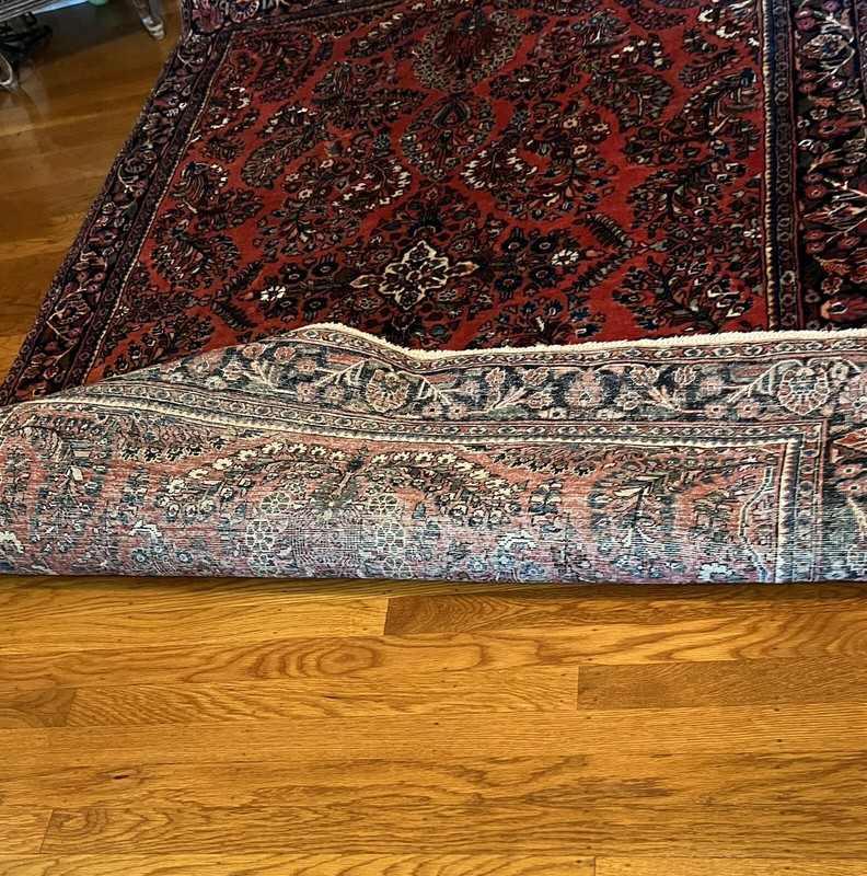 1940/60 Surouk rug red 4”.6’ x 7”. Excellent condition. gallery