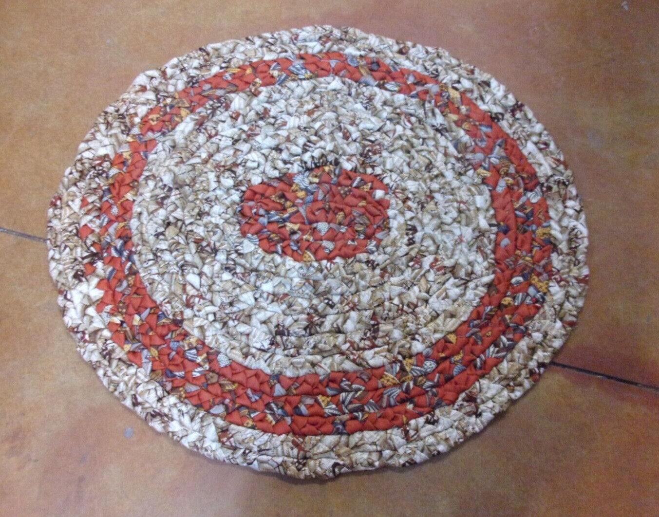 Vintage Handmade Braided Rug - New/Unused - 33" X 29" - Tans & Browns gallery