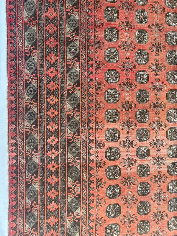Antique Turkmen Rug 6'6x9'8 Terracotta Faded Geometric Oriental Area Rug Rare XL gallery